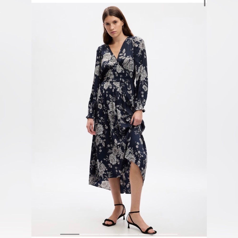 NWT Gap Floral Navy Maci Dress, size L TALL
